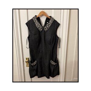 Maslavi Mini Dress in Black with Embellishments in size 20